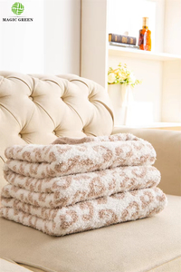 Ma Thuật Màu Xanh Lá Cây Hiện Đại Mềm 100% Polyester Dệt Kim Ném Chăn <span class=keywords><strong>Leopard</strong></span> Ấm Cúng Chăn Tùy Chỉnh Bán Buôn - Product Image 5