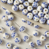 Nuevas cuentas de cerámica Vintage de flor de ciruelo de porcelana azul y blanca china para DIY materiales hechos a mano pulsera accesorios de joyería