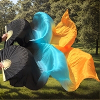 Culte Danse Soie Fan Voile Drapeau Streamer Ventre Danse Long Pliant Fan Voile