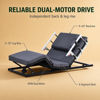 Lit électrique réglable 200x90x45cm, inclinaison du dossier 0-65°, levage des jambes 0-35°, lit de massage pour hôtel et maison de retraite, cadre en acier