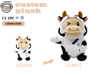 Boneka Sapi Lucu Super Lembut, Mainan Hewan Plushie Penghilang Stres, Boneka Kartun Berdiri dengan Wajah Bordir, Hadiah Promosi