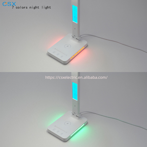 Csx โคมไฟตั้งโต๊ะ LED ระบบสัมผัสคุณภาพสูงพร้อมที่ชาร์จไร้สายสำหรับ <span class=keywords><strong>iPhone</strong></span> ที่ชาร์จโทรศัพท์มือถือ Lampe de Bureau ไฟกลางคืนสีสันสดใส - Product Image 2