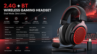 Casque de jeu sans fil, casque de jeu supra-auriculaire avec micro à réduction de bruit, émetteur USB 2.4G pour PC PS4 PS5 Playstation