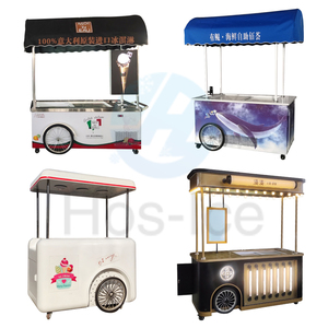 Chariot à glace italienne mobile à pousser à la main avec congélateur de présentation, chariot de vente de gelato, chariot à glace à <span class=keywords><strong>3</strong></span> <span class=keywords><strong>roues</strong></span>, <span class=keywords><strong>scooter</strong></span> - Product Image 3