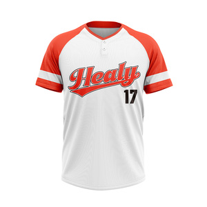 Custom Raglan Sleeve Baseball Jersey 100% <b>Polyester</b> Vertical Stripe Mesh Quick DryButton V Neck Orange White Contrast Cuff <b>Shirt</b> - Product Image 1