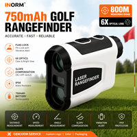 Télémètre de golf INORM LAB 750mAh avec optique 6X, fonction Pin Lock, compensation de pente par vibration, IP54, laser, écran LCD, service de personnalisation usine