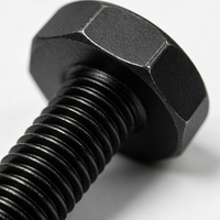 Vis hexagonale robuste en acier oxydé noir avec support de fixation en acier, assemblage de fixation à filetage grossier pour châssis automobile
