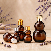 Flacon en verre en forme de gourde, réutilisable, pour cosmétiques, huiles essentielles, sérum, échantillons, avec couvercles