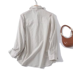 SHENZHU Women 2025 Summer New Chic Fashion <strong>Smart</strong> commuter Wind Loose Stripes <strong>Blouses</strong> Vintage Long Sleeve Female Shirts Chic Tops - Product Image 2