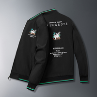 Veste de baseball pour homme avec broderie animale, col côtelé à rayures colorées, fermeture éclair intégrale, veste bomber décontractée légère