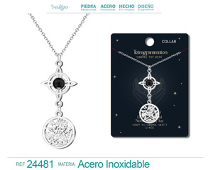จี้ทรงเตตระแกรมมาตันพร้อมหินอาเกตสีดำและสร้อยคอแม่มดสแตนเลสที่สวยงาม - Product Image 6