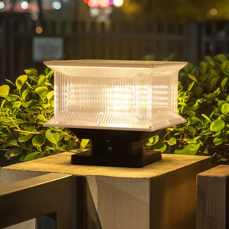 solar powered sensor lamp waterproof outdoor solar led gate pillar light for garden yard fence patio deck porch