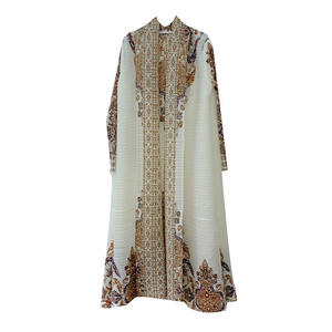 Abaya elegante abito arabo stampato in Abaya pieghettato Beige da donna per l'autunno per il commercio estero del Medio <span class=keywords><strong>Oriente</strong></span> - Product Image 1