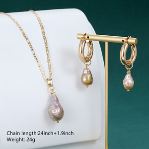 Pendientes de Aro de Perlas de Agua Dulce de Alta Calidad <span class=keywords><strong>para</strong></span> Mujer, Chapados en Oro de 18K, Estilo Hawaiano - Product Image 4