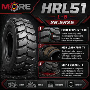 ยางเรเดียล OTR ขนาด 26.5R25 รุ่น L5 HRL51 2-Star สำหรับรถดันดิน รถขุดเหมือง รถตักดิน ลายดอกยางลึกพิเศษ แบบไม่มียางใน สำหรับใช้งานนอกถนน - Product Image 3