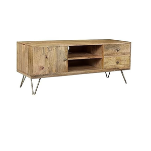 Meuble TV Jodhpuri Woods Korik en bois massif, console de divertissement artisanale, rangement moderne pour salon, durable et élégant - Product Image 1