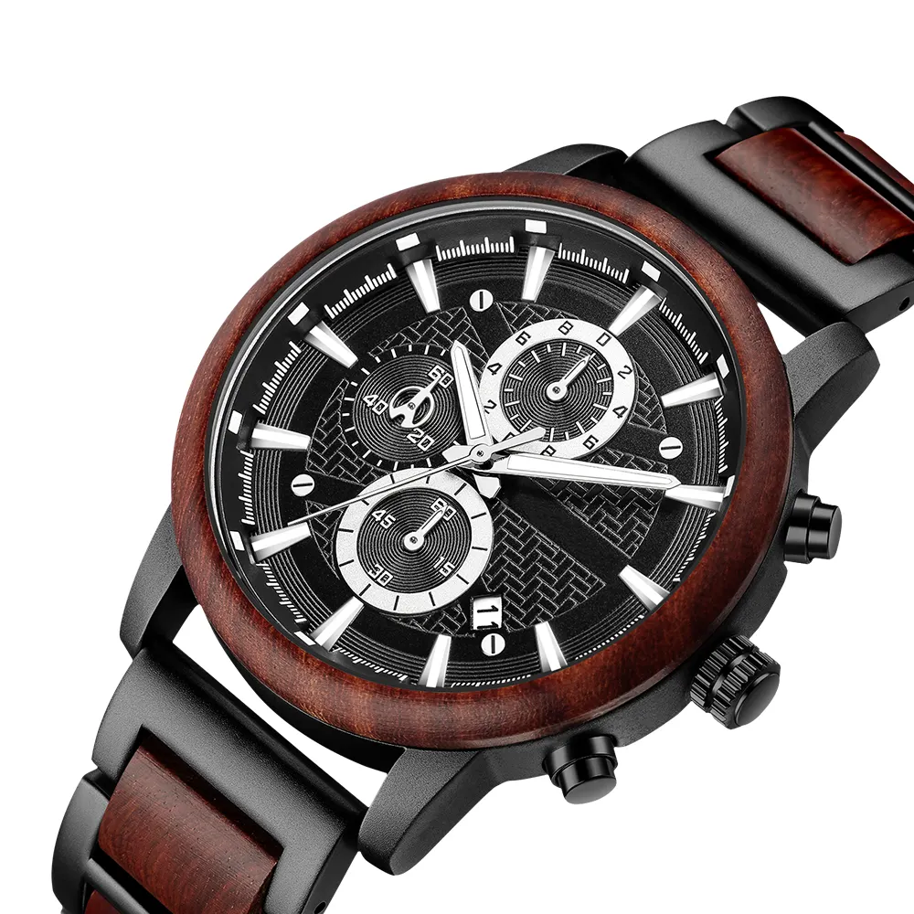 Dropshipping personalizzato Reloj Hombre nuovo orologio in legno da uomo Top Brand Luxury cronografo orologi al quarzo per uomo