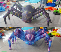 Araignée géante gonflable effrayante avec éclairage LED, araignée gonflable d'Halloween pour la décoration de la cour, du jardin et de la maison hantée
