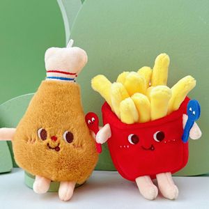 Vente en gros de porte-clés en peluche mignons de restauration rapide, pendentif pour sac, frites, hamburger, hot-dog, pain, jouets en peluche personnalisés pour la décoration - Product Image 4