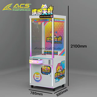 Arcade Craft Studio ACS-C-0016 Machine à grue en métal à monnayeur avec boîtier en bois personnalisé pour peluches et cadeaux