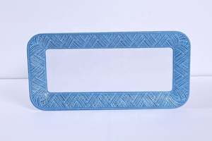 Mới Nhất Cao Cấp Sang Trọng Kết Cấu Màu Xanh Thiết Kế Nổi Giỏ Dệt Cạnh Tấm Phục Vụ Khay Bát Loạt Melamine Bộ Đồ Ăn - Product Image 6