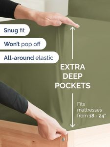 <span class=keywords><strong>Drap</strong></span>-housse de luxe ultra doux et anti-froissement pour matelas de 18 à 24 pouces, respirant et facile à installer. - Product Image 2