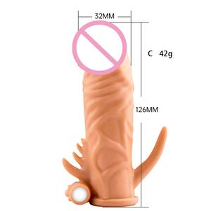 Sperma Ring wieder verwendbares Silikon sperren Realistische Dildo Penis Ärmel Drachen Magie Kondom mit Verlängerungen Cock Tpe Penis Ärmel - Product Image 4