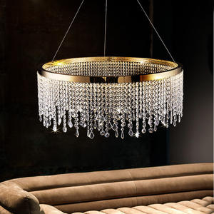 Moderno LED Crystal Drop Chandelier Dormitorio Sala de estar Comedor Anillo Lámpara Círculo Techo Luces colgantes - Product Image 5