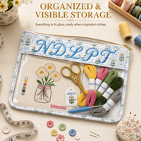 Kit de pochette de rangement pour broderie au point de croix, idéal pour débutants, avec toile imprimée, pour sac de rangement de luxe cousu main 11x14 pouces, accessoire de coffret cadeau