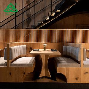 Mejor precio Hotel comercial Sillas de comedor modernas Cuero Acero Restaurante Bar Café Panel sólido Banco Sofá Cabina Banco - Product Image 2