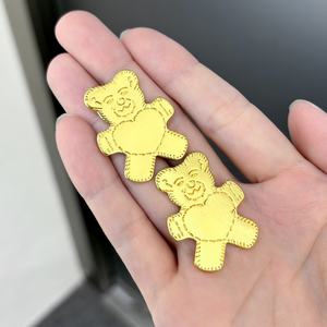JXX Fashion 24K Gold Plated Bear Heart Style Stud <b>Earrings</b> High Quality Custom Wholesale Classic Geometric Design in Brass - Product Image 3