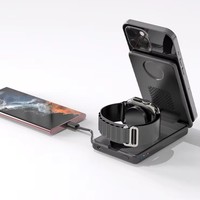 Nouveau chargeur sans fil magnétique 5000mAh 15W support pliable avec câble USB C pour charge rapide iPhone et pour Apple Watch
