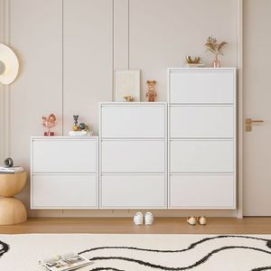 Flip Door Steel <b>Shoe</b> Cabinet Wall Mounted Metal Organizer for Entryway&<b>Hallway</b> Use Hot Sale Modern Iron Slim <b>Shoe</b> <b>Rack</b> for Home - Product Image 3