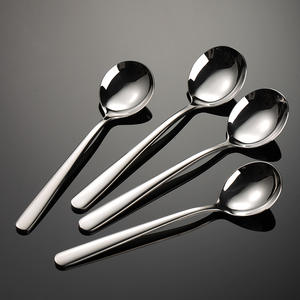 Высококачественная металлическая серебряная ложка для кофе с логотипом на заказ, 316 круглая суповая ложка из нержавеющей стали - Product Image 2