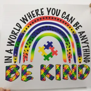 善良的彩虹自闭症转移印刷准备压衬衫包贴花