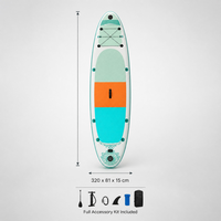 Planche de paddle gonflable de 10,5 pieds avec accessoires complets : pagaie en aluminium, pompe, leash, aileron, sac à dos