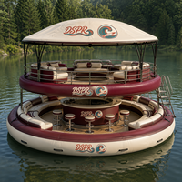 Plateforme de baignade gonflable avec comptoir de bar, parasol et sièges de relaxation pour maison de bord de mer, plage, yacht, loisirs en plein air, utilisation extérieure