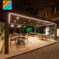 Bahçe alüminyum motorlu pergola kitleri ile LED ışıkları ve ekran koruyucu