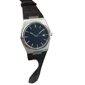 Montre classique de créateur avec cadran rond et logo personnalisé, étanche, bracelet en cuir véritable, avec boîte d'origine - Product Image 1