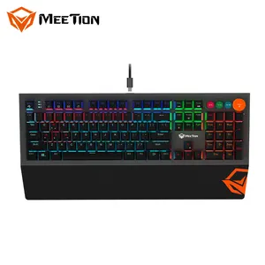 MeeTion MK500 104 للماء الأزرق التبديل الميكانيكية الانارة مصباح ليد PC المعادن ألعاب الخلفية RGB لوحة مفاتيح الألعاب الميكانيكية