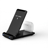 Support de charge sans fil magnétique 2-en-1 15W avec Type-C pour smartphone et écouteurs, support vertical pour téléphone pour la maison et le bureau