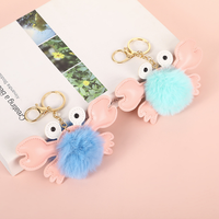 Porte-clés en peluche avec pompon, boule de crabe, boule de fourrure, boule de peluche
