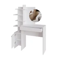 Bureau de maquillage de chambre à coucher fini blanc avec grand tiroir coulissant et coiffeuse à miroir