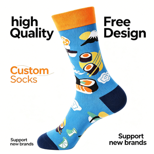 Großhandel Maßgefertigte Japanische <span class=keywords><strong>Sushi</strong></span>-Roll-Muster Gekämmte Baumwolle Neuartige <span class=keywords><strong>Funky</strong></span> Socken - Product Image 1