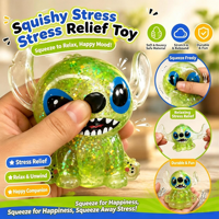 Jouet Squishy Alien Bleu Pailleté, Jouet Anti-Stress Extensible et Compressible à Rebond Lent pour Enfants et Adultes