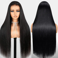 Rambut Vietnam Mentah Double Drawn Bone Straight Lace Front Wig Berkualitas Tinggi, Wig Rambut Asli Manusia Hd Lace Frontal untuk Wanita Kulit Hitam