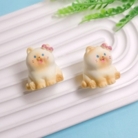 100 Pièces de Figurines Mignonnes en Résine 3D Animaux Dessin Animé Nœud Papillon Chat, Statues en Résine Kawaii, Accessoires de Décoration DIY, Mini Ornements de Bureau
