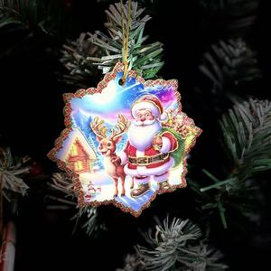 Adornos Navideños <span class=keywords><strong>de</strong></span> Cerámica UV <span class=keywords><strong>Pintados</strong></span> a Mano <span class=keywords><strong>de</strong></span> Lujo, Copos <span class=keywords><strong>de</strong></span> Nieve, Amor, Papá Noel, Dulces, Colgante, Bola Decorativa Irrompible - Product Image 1
