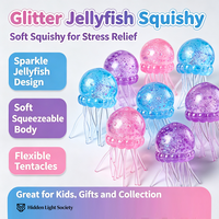 Jouet anti-stress en forme de méduse, en TPR, doux, pailleté, forme de dessin animé, en boîte, pour soulager le stress et l'anxiété, jouets promotionnels