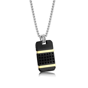 Collier pendentif carré pour homme en acier inoxydable, style punk, avec chaîne maille vénitienne, bijoux XR, pour usage quotidien - Product Image 2